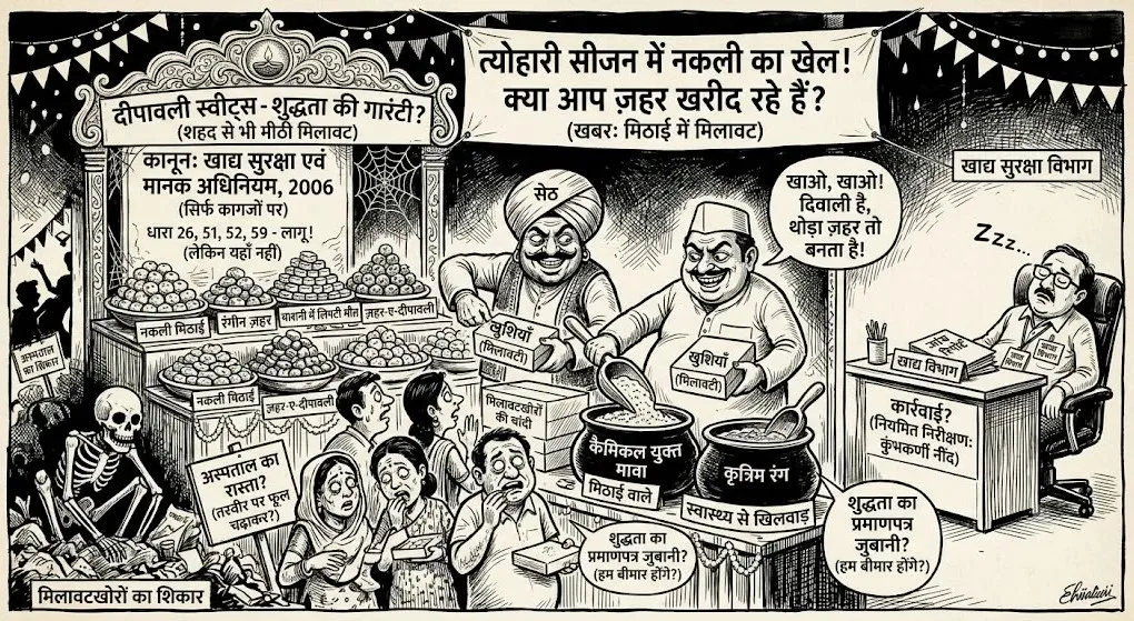 त्योहार है भाई, थोड़ी मिलावट तो चलती है! मिठाई के डिब्बे में मिठास कम, खतरा ज्यादा